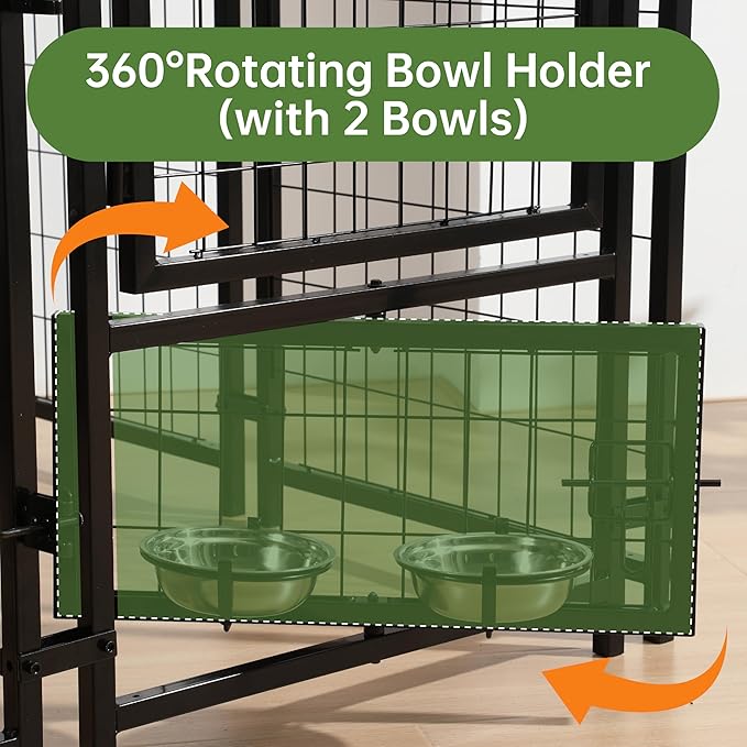 Outdoor Dog Enclosure Heavy Duty Dog Kennel House Mesh Dog Big Cage Pet Kennel Steel Fence with Secure Lock and UV-Resistant Waterproof Roof Cover for Outside (4x4x6 FT)