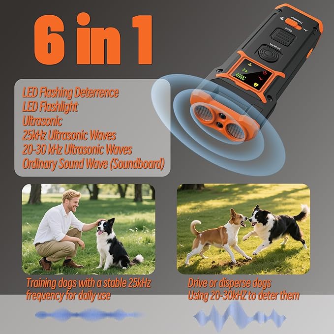Dog Bark Deterrent Devices 2X Ultrasonic Anti Barking Device 6 Training Modes Sonic No Barking Device for Dogs 50 Feet Replace Shock Collar Clicker for Training Dog Barking Stopper