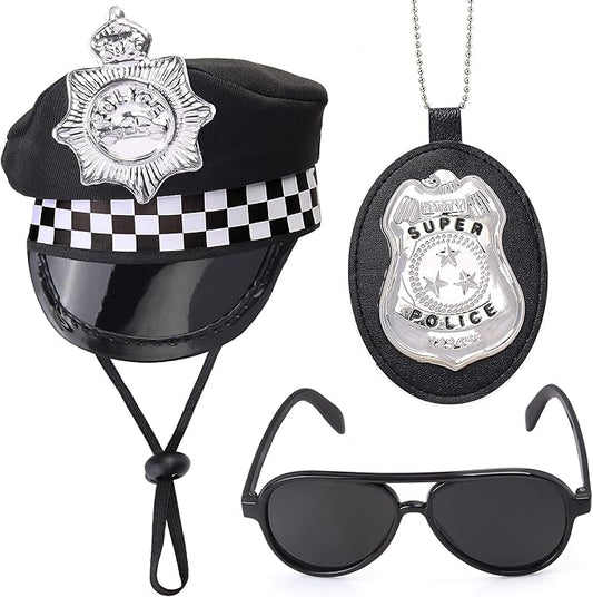 Yewong Pet Police Costume Accessory Set Pet Dog Cat Police Hat Badge Aviator Sunglasses Pet Dress Up Kit for Halloween Christmas Cosplay Role Play Party (Set-C)