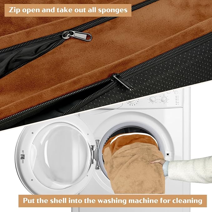 Comfort Expression Orthopedic Dog Bed for Medium Dogs 30x20 Inch, Waterproof Supportive Egg Crate Foam Medium Pet Bed with Removable Bolsters, Dog Couch with Washable Cover & Non-Slip Bottom, Orange