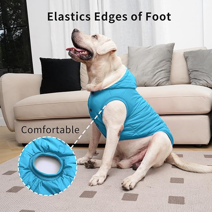 Fleece Lining Extra Warm Dog Hoodie in Winter for Large Dogs Jacket Pet Coats with Hooded,Light Blue XXXL