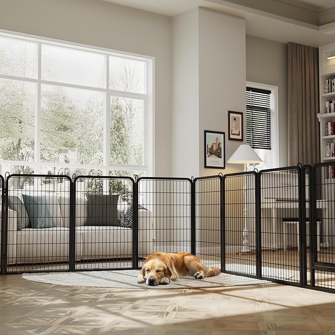 Yaheetech Dog Playpen Outdoor, 40 inch 32 Panels Dog Pen Indoor Heavy Duty Puppy Exercise Pen Metal Pet Fence for RV Camping/Yard/Garden