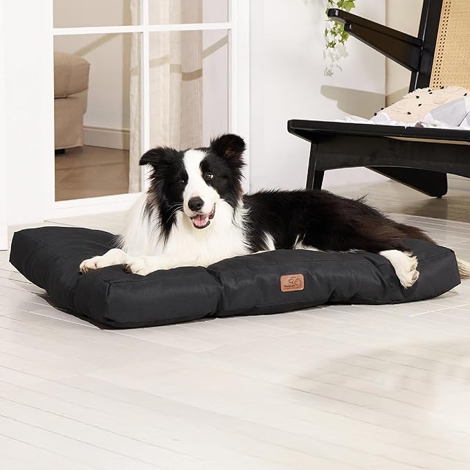 Bedsure Dog Beds Large Sized Dogs - Washable Pet Bed Mattress with Oxford Fabric, Pet Pillow Cushion for Crate, Grey Dog Mat Outdoor, 36x27x4, Black
