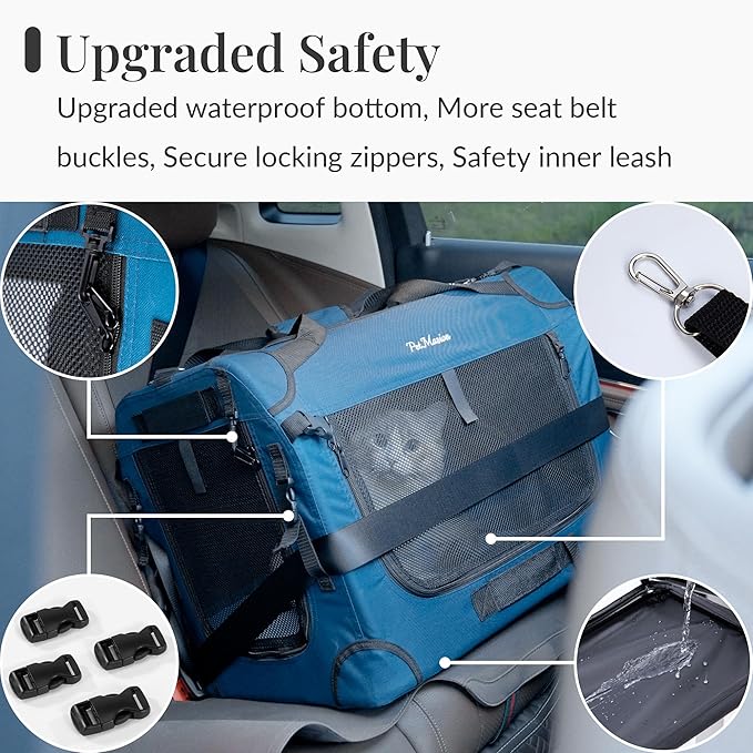 Extra Large Cat Carrier for 2 Cats, Soft Pet Car Travel XL Bag for Large Big Cat 20lbs+, for Two Cats Long Trips Ride 24"x16.5"x16.5" with Litter Box