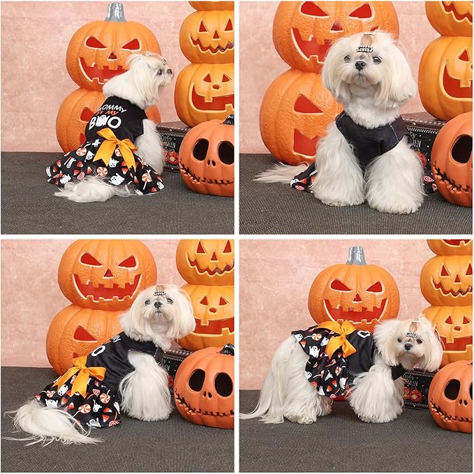 CuteBone Velvet Dog Dresses Halloween for Small Dogs, Stylish & Soft Fabric, Comfortable Fit for Everyday Wear, Perfect for Special Occasions NCVA14XS-D