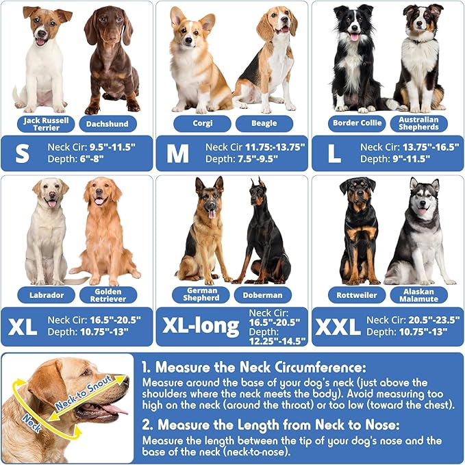 Dog Cone, Transparent Recovery Collar for Large Medium Small Dogs, E Collar After Surgery to Stop Licking, Depth Adjustable Soft Cone Not Block Vision Patented