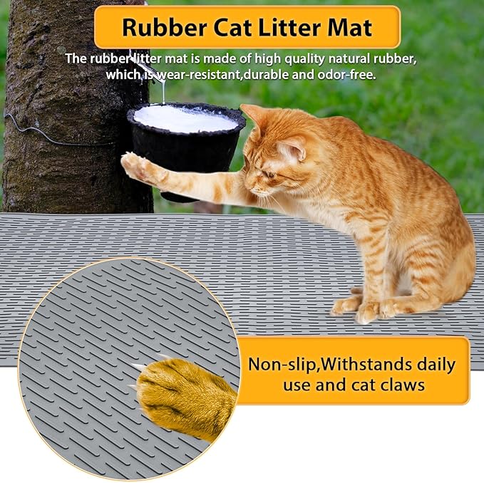 Cat Litter Mat,Waterproof Soft Litter Mat,39x27in Large Rubber Litter Box Mat,Washable Cat Litter Mat Litter Trapping Mat Easy to Clean,Indoor Floor Xl Kitty Litter Mat