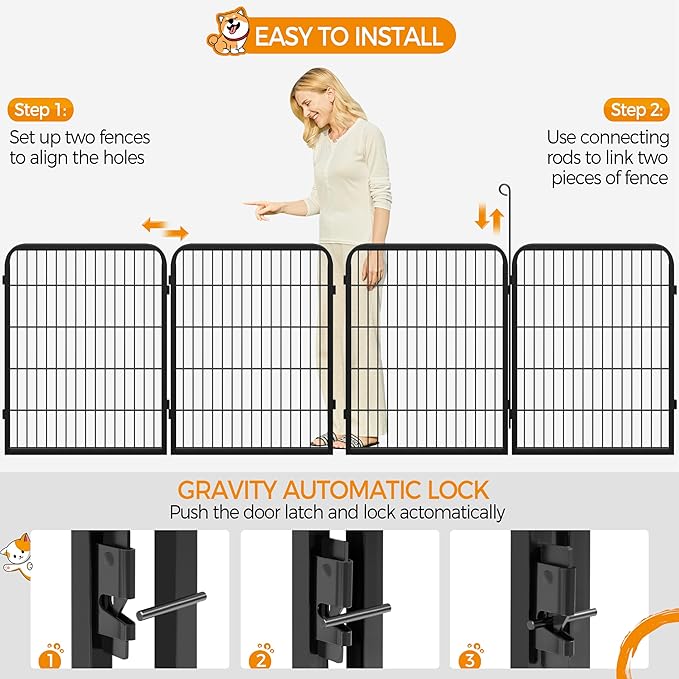 Yaheetech Dog Playpen Outdoor, 32 inch 24 Panels Dog Pen Indoor Heavy Duty Puppy Exercise Pen Metal Pet Fence for RV Camping/Yard/Garden