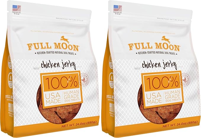 Full Moon Chicken Jerky Healthy All Natural Dog Treats Human Grade Made in USA Grain Free 24 oz (Pack of 2)