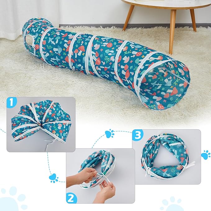 Glittme Cat Tunnel, Cat Tunnels for Indoor Cats, S-Shape Cats Cave with Cat Toys, Foldable Cat Tubes and Tunnels for Cats, Rabbit, Puppy, Guinea Pig
