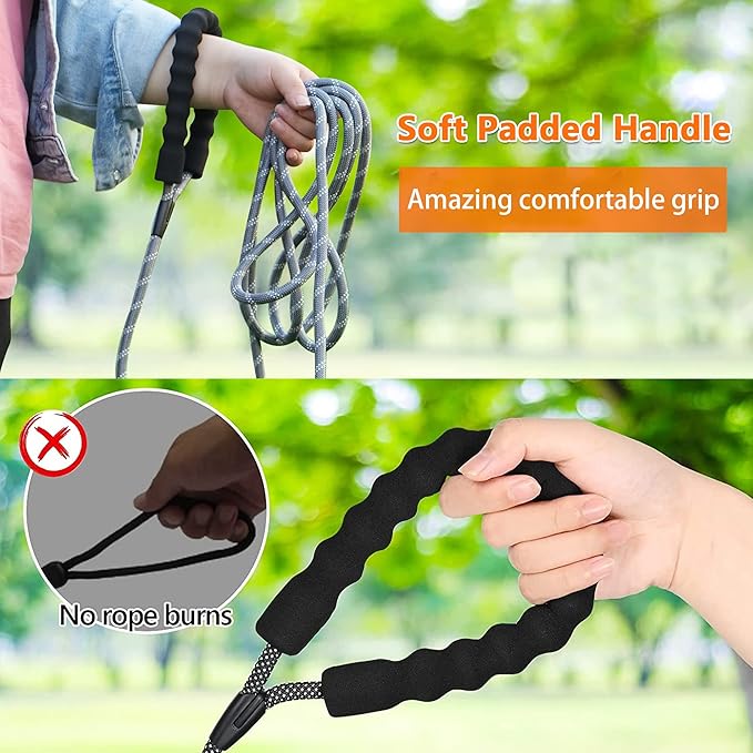 NTR 10FT Training Leash for Dog,Reflective Nylon Rope Lead with Swivel Lockable Hook and Comfortable Handle,Puppy Leash Lead for Small Medium Large Dogs Training,Playing,Camping,or Backyard