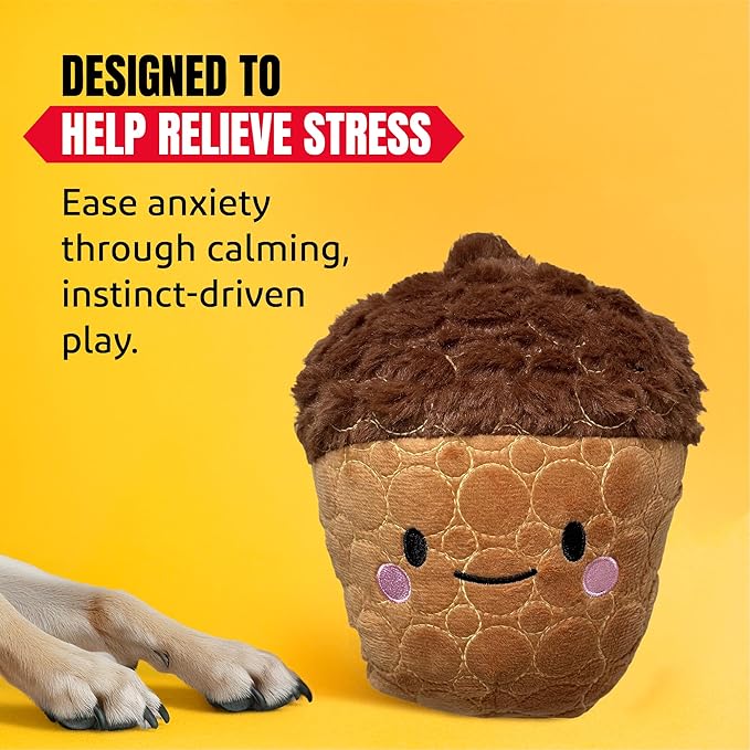 Bite Force -Durable & Strong Dog Toy Cheeky Acorn with Squeaker, Kevlar-Reinforced for Aggressive Chewers for Small Medium Large Dogs - Brown.