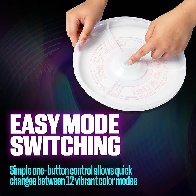 GlowCity Glider LED Glow-in-The-Dark Flying Disc – Bright, Rechargeable, Durable, Water-Resistant, 12 Color Modes, Perfect for Evenings and Night Time, Outdoor Fun, and a Great Gift for All Ages