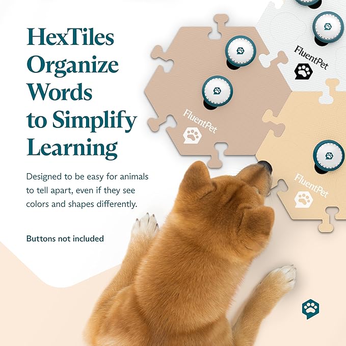 FluentPet HexTile - Medium Beige | Accessory Dog and Cat Button Learning Kits | Can Hold Up to 6 Buttons | Soft, Durable, and Non-Slip | Gift for Pet Lovers | Comes in 12 Colors