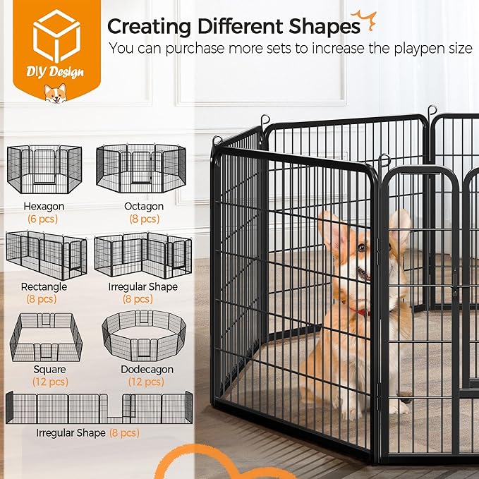 Yaheetech Dog Playpen Outdoor, 32 inch 24 Panels Dog Pen Indoor Heavy Duty Puppy Exercise Pen Metal Pet Fence for RV Camping/Yard/Garden