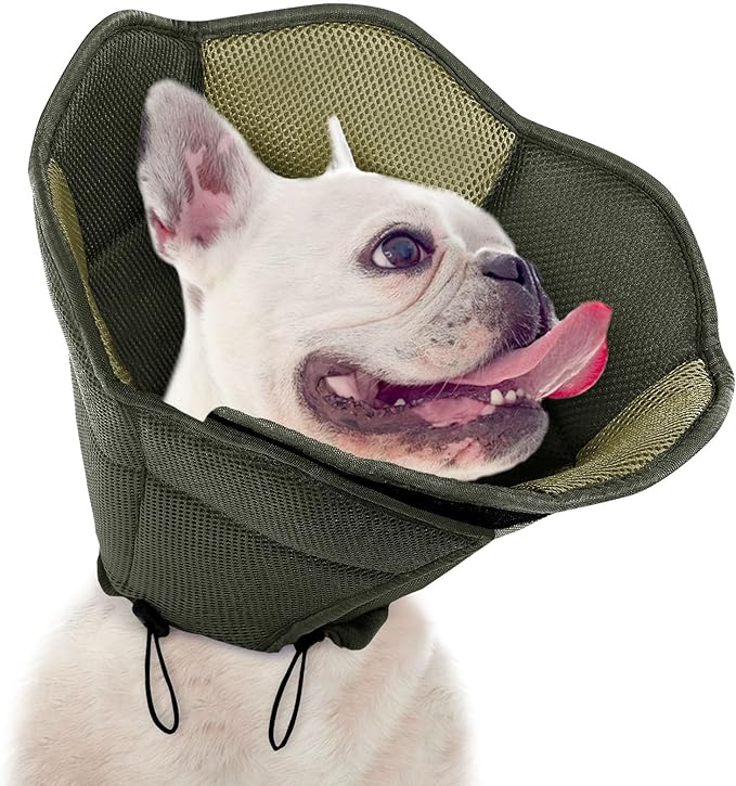 SUNFURA Dog Cone - Soft Cone for Dogs to Stop Licking, Pet E-Collar Alternative After Surgery, Adjustable Pet Recovery Collar for Wound Healing, Army Green Small
