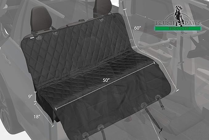 Plush Paws Products Premium Rear Car Seat Protector w/Hammock | Washable & Waterproof Back Seat Dog Cover for Car, Truck, & SUV | Nonslip, Tear Resistant Pet Seat Cover | Small Grey