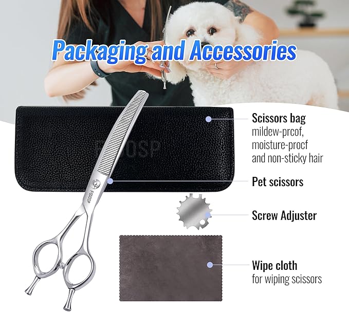 Curved Thinning Shears for Dogs Grooming 6.5'' Multipurpose Professional Pet Curved Blender Scissors for Small Dog Grooming 35% Thinning Rate (6.5 In, Curved Thinners)