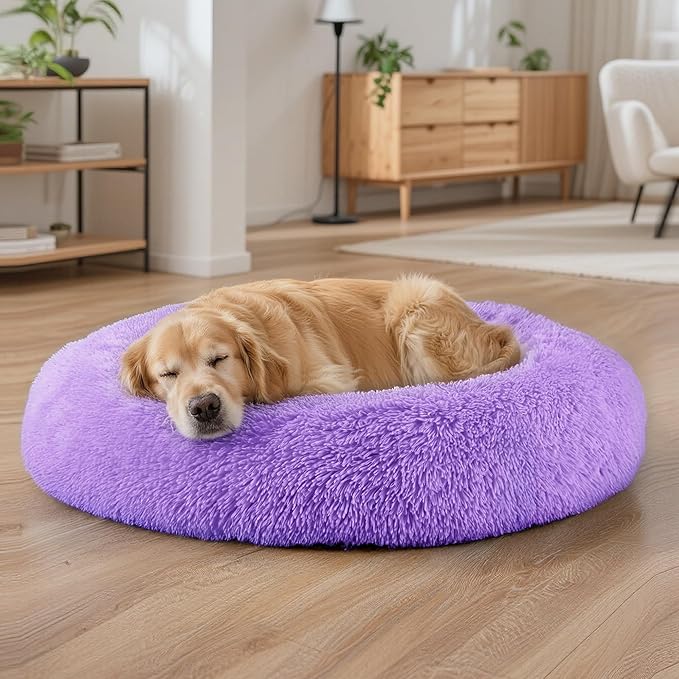 Dog Beds Large Sized Dog and Cats, 32in Pet Beds for Large Pet, Washable Indestructible Extra Large Dog Bed (Purple)