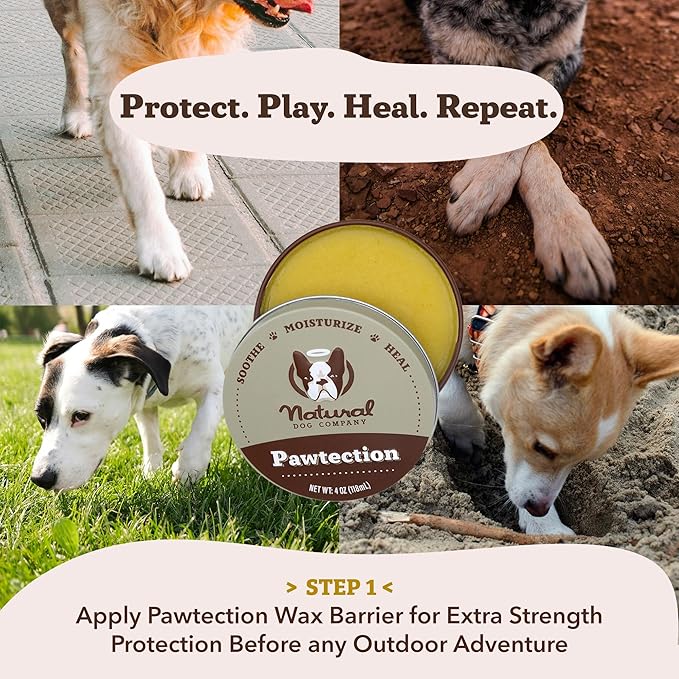Natural Dog Company Paw Soother Balm & Wax 2 oz Tin – Restorative Paw Repair with Coconut & Hempseed + Calendula – Heals Dry, Cracked, Rough Pads – Lick-Safe, Vegan for All Breeds