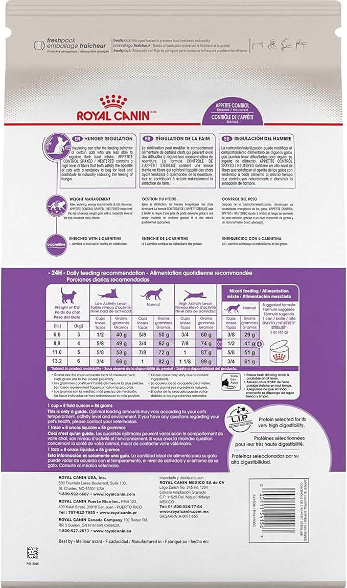 Royal Canin Appetite Control Spayed/Neutered Dry Adult Cat Food, 6 lb bag