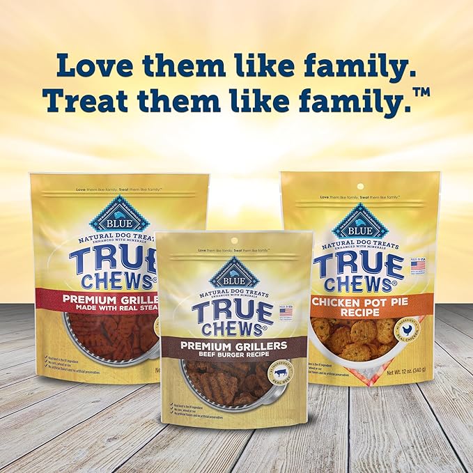 Blue Buffalo True Chews Dog Treats, Made in the USA with Natural Ingredients, Beef Burger Recipe, 10-oz Bag