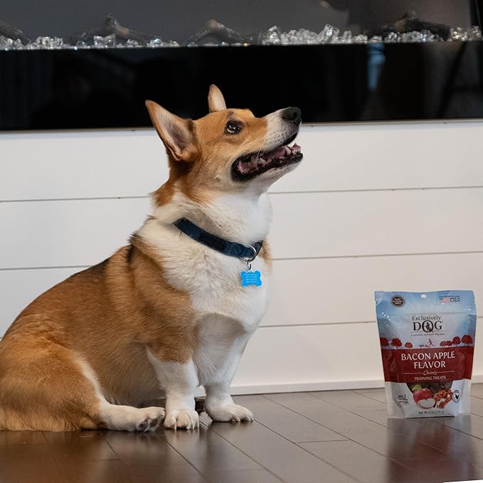 Exclusively Dog Chewy Training Treats Bacon Apple Flavor Grain Free Gluten Free, Made in The USA, 6 oz.