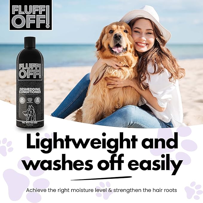 Fluff Off! by Girl With The Dogs, Natural Deshedding Dog/Cat Conditioner, 16 Oz, Made in USA 8 Wks+