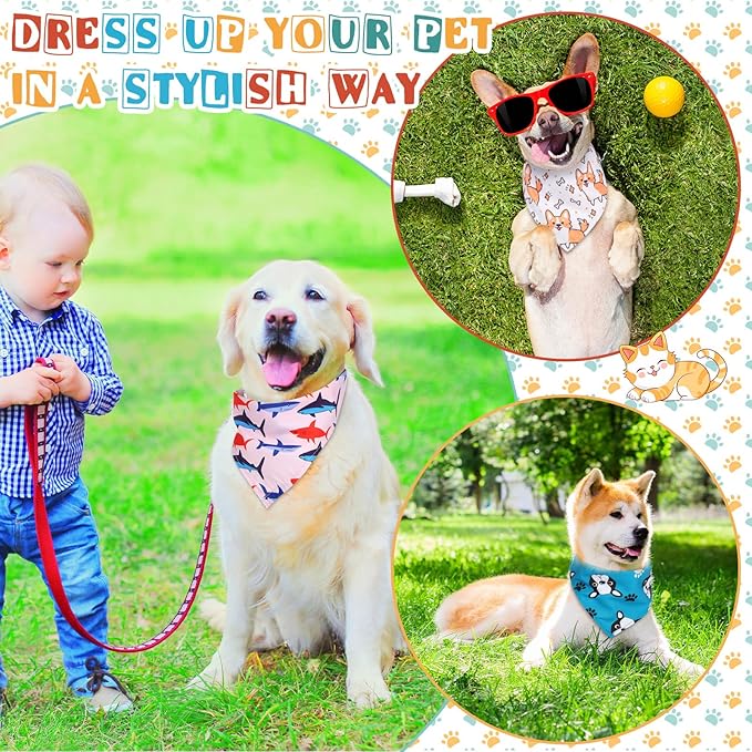 Reginary 72 Packs Dog Bandanas Bulk Triangle Scarf Bibs Adjustable Dog Bibs Bandanas for Pet Costume Accessories