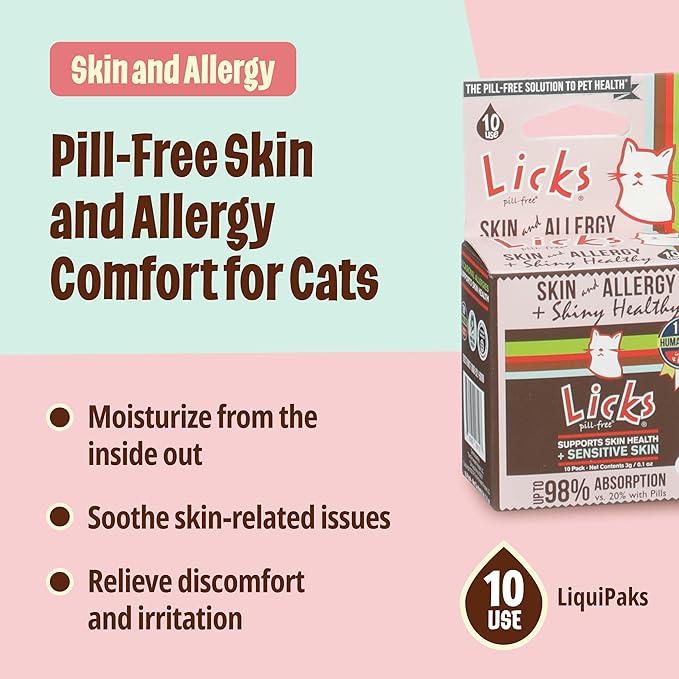 Licks - Cat Allergy - Cat Skin and Allergy - LiquiPaks - 10 Use