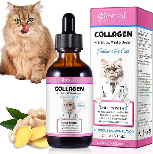 Collagen for Cats, Skin and Coat Supplement for Cats, Liquid Collagen for Cats, Itch Relief for Cats with Allergies, Support Immunity, Joint Health, Cat Collagen Supplement (2 Fl Oz)