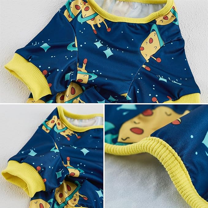 Dog Pajamas Onesie for Small & Medium Dogs - Polyester, Cozy, Wrinkle-Resistant Four-Legged Apparel (Blue Black, X-Large)