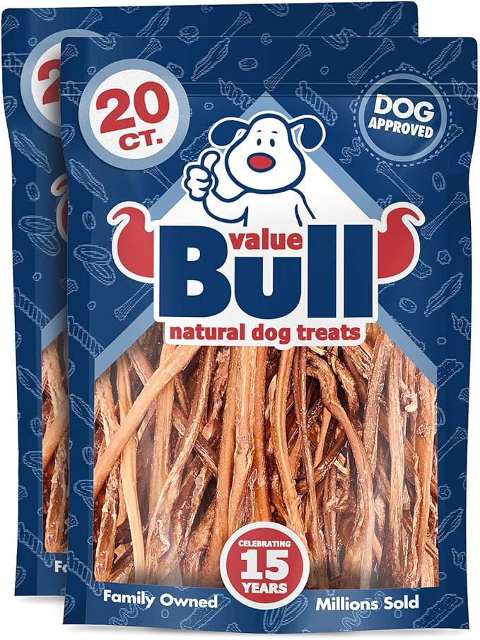 ValueBull Lamb Pizzle Sticks, 40 Count - Natural Dog Treats, Grass-Fed