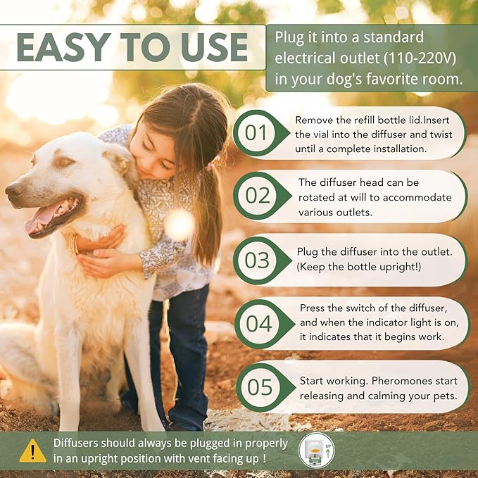 8-in-1 Dog Calming Diffuser Kit – 2 Plug-Ins + 6 Refills, Pheromone-Based Pet Stress Support, 180-Day Supply, Helps Promote Calm Behavior, Safe & Non-Toxic