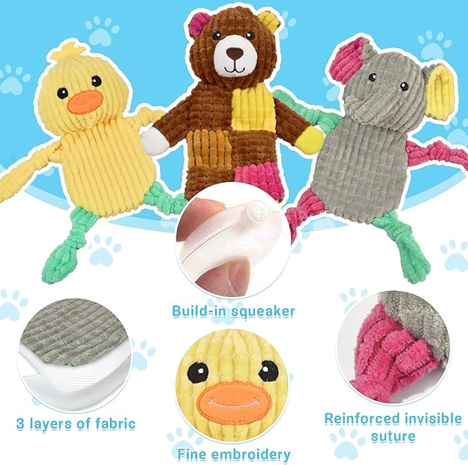 5Pcs Squeaky Dog Toys, Large Crinkle Dog Toys for Large Medium and Small Dogs, Puppy Toys to Keep Them Busy Great Value Dog Toy Bundle