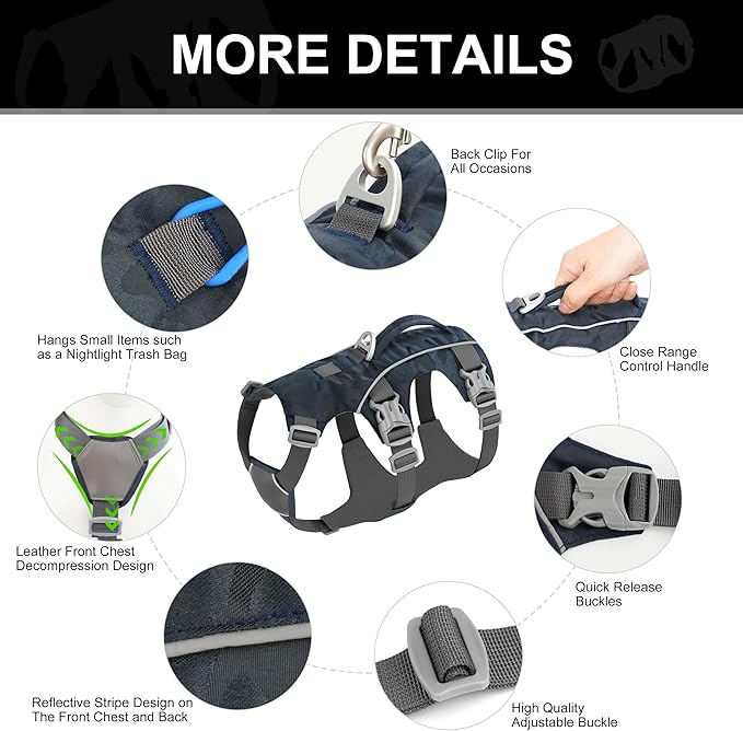 Escape Proof Dog Harness, Lightweight Full Body Pet Vest with Lift Handle and Leash Clip, Reflective Adjustable Small Dog Harness for Daily Walking(Red,Chest:14-22")