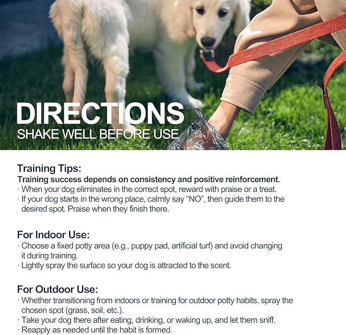 Potty Training Spray for Dogs – 150ml Dog Pee Training Aid for Puppies & Adults – Helps Guide Dogs to Pee Pads or Designated Areas – Safe Plant-Based Scent Attractant for Indoor & Outdoor Use