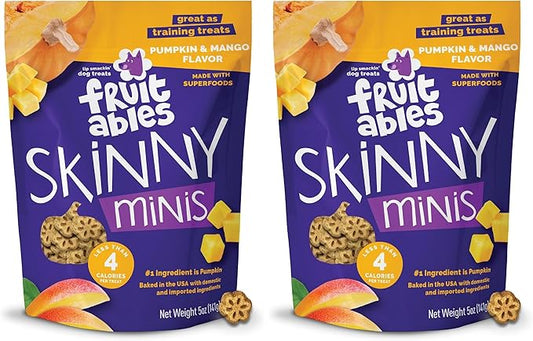 Fruitables Skinny Mini Dog Treats – Healthy, Low Calorie Training Treats – Wheat, Corn & Soy Free – Pumpkin Mango – 5 Ounces (Pack of 2)