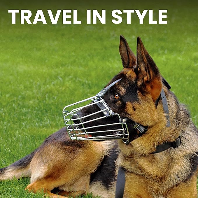 BRONZEDOG Wire Dog Muzzle German Shepherd for Medium Large Dogs Adjustable Durable Metal Basket for Biting Chewing Barking (XL)