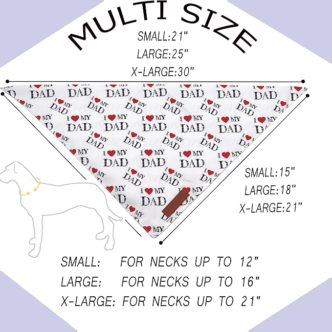 Realeaf Fathers Day Dog Bandanas 2 Pack, Reversible I Love My Dad Pet Scarf for Boy and Girl, Premium Durable Fabric, Bandana for Small Medium Large and Extra Large Dogs (Small)