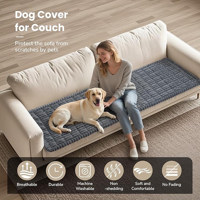 Couch Cover for Dogs Washable, Non-Slip Pet Couch Covers for Sofa, Durable Dog Couch Cover Protector, Fuzzy Sofa Slipcovers for Dog, Pet Friendly