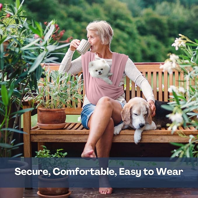 Dog Carriers for Small Dogs, Front Facing Dog Sling Carrier, Hands Free Cat Carrier, Size Adjustable, Reducing Back Pain, Premium Cotton, Safe and Soft Dog Carrier (Regular, Light Pink)