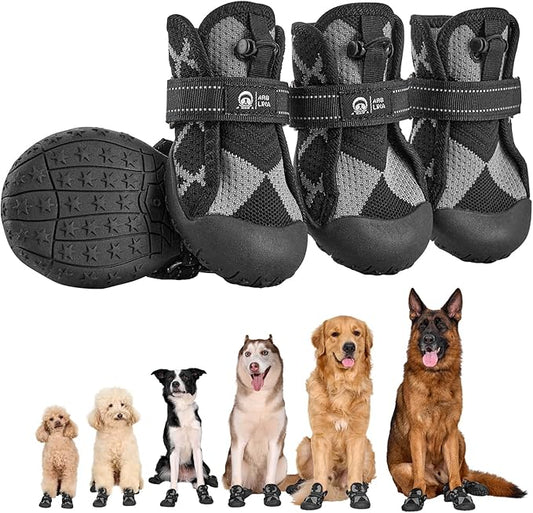 Dog Shoes for Large Medium Size Dogs, Waterproof Anti Slip Dog Boots&Paw Protectors for Summer Hot Pavement Winter Snow, Breathable Dog Booties for Outdoor Walking Hiking Hardwood Floor