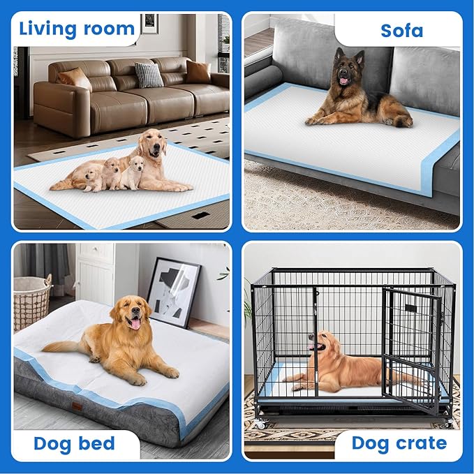 Gimars XXXL 31X47” 40 Counts Thicken 6 Layers Ultra Absorbent Dog Pee Pads Extra Large Leak-Proof Odor-Control Puppy Training Pads Quick Dry Pee Pads for Dogs Cats Pets