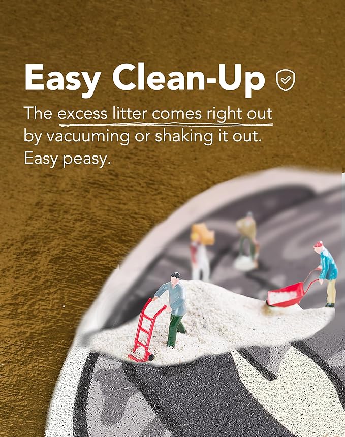 Lukamoo® Cute Cat Litter Mat (30’’x20’’), Large/L, for Kitty Litter & Cute Cat Litter Box, Litter Trapping Mat (Grey Tabby)