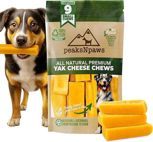 Yak Cheese Himalayan Dog Chews, High Protein, Natural Dog Treats Small Dogs, Lactose Free Chew Sticks for Aggressive Chewers, Long Lasting Pet Treat for Dogs Under 15 lbs, 9 Small Chews