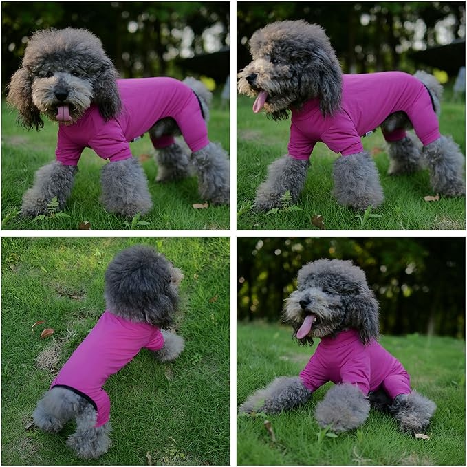 LoveLongLong Dog Jumpsuit with UV Protection and Quick-Dry Fabric for Spring Summer Pet Pajamas Purplish red XS