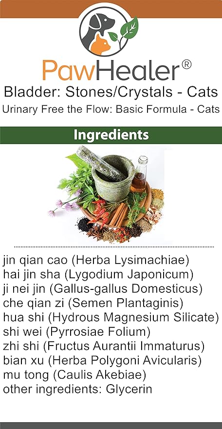 Cat & Small Dogs - Bladder Remedy for Stones & Crystals: 2 fl oz (59 ml) - Urinary Free The Flow - Basic - Made in USA - Works Great for Over 15 Years in The Herbal Business. …