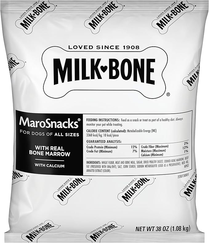 Milk-Bone MaroSnacks Dog Treats, 38 Ounce Refill Packs (Pack of 2) with Real Bone Marrow and Calcium