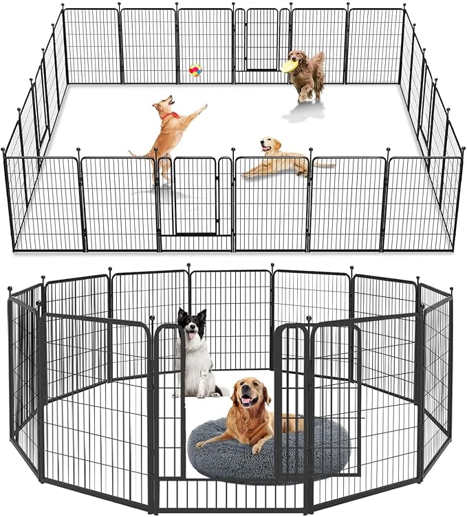 Dog Playpen Outdoor 40 inch 12 Panels Indoor Dog Pen for Large/Medium/Small Dogs Rustproof Metal Dog Fence Outdoor for Yard, Puppy Playpen with Door Portable Pet Fence for RV Camping Yard